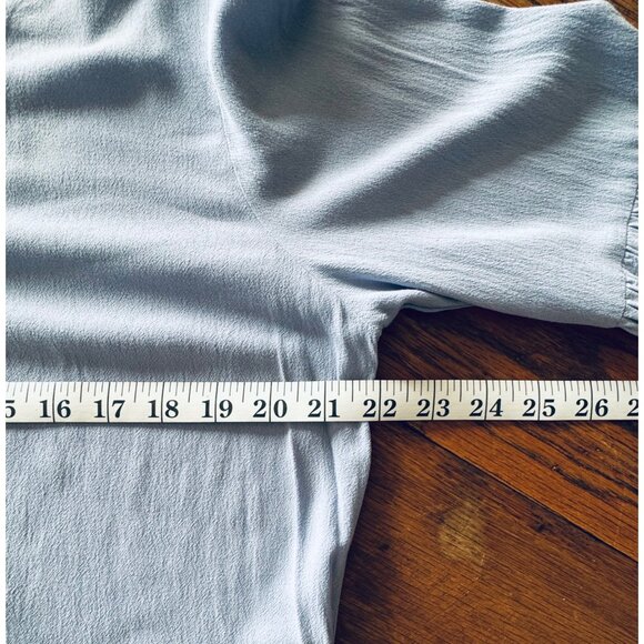 Womens Top M Powder Blue Bell Sleeve Crochet Lace Detail Tie Front - Picture 8 of 8